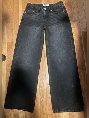 Low Rise- Wide Leg Black Wash Jeans